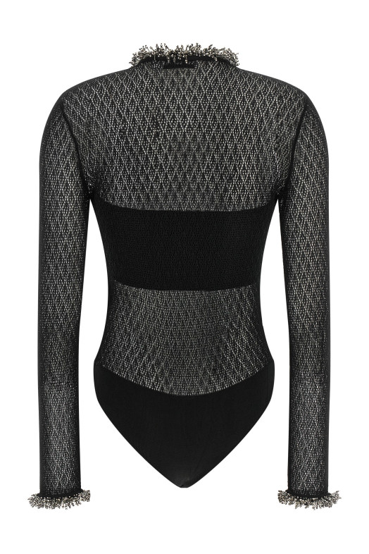 Openwork knitted bodysuit Black