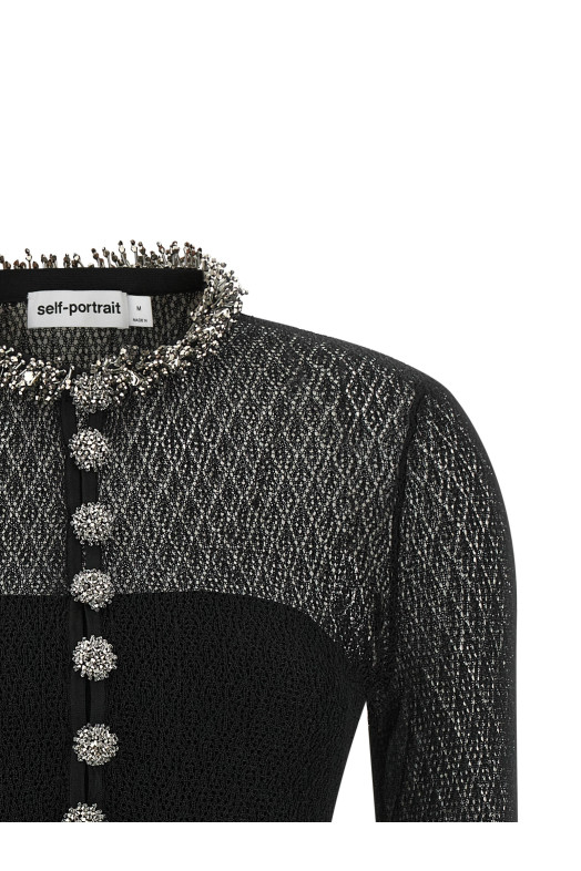 Openwork knitted bodysuit Black