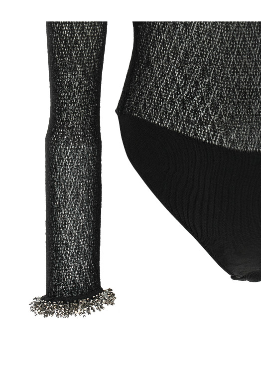 Openwork knitted bodysuit Black