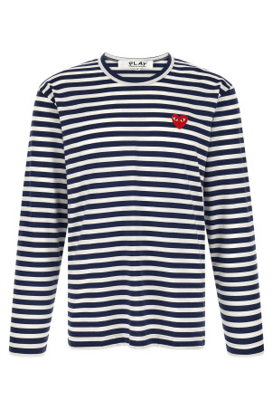 Striped T-Shirt With Heart Patch Multicolor