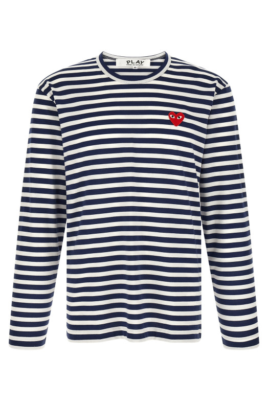 Striped T-Shirt With Heart Patch Multicolor