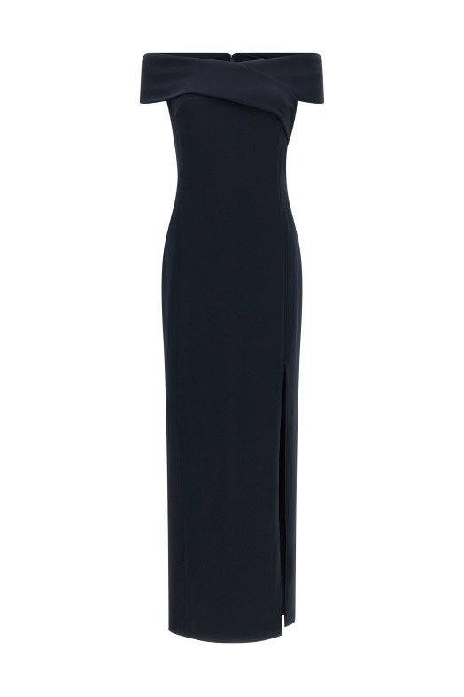 Long dress with crossed neckline Black