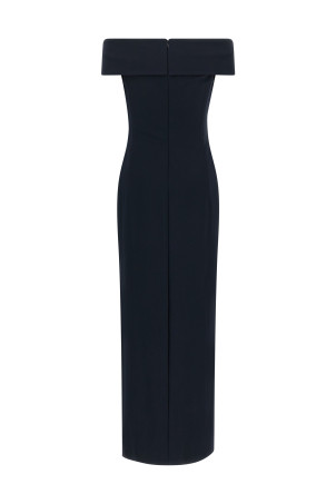 Long dress with crossed neckline Black