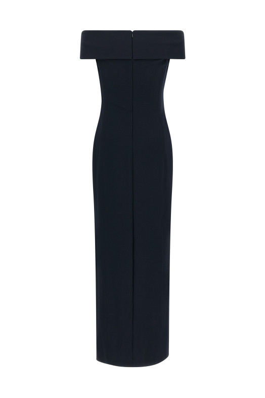 Long dress with crossed neckline Black