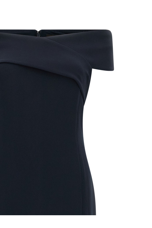 Long dress with crossed neckline Black