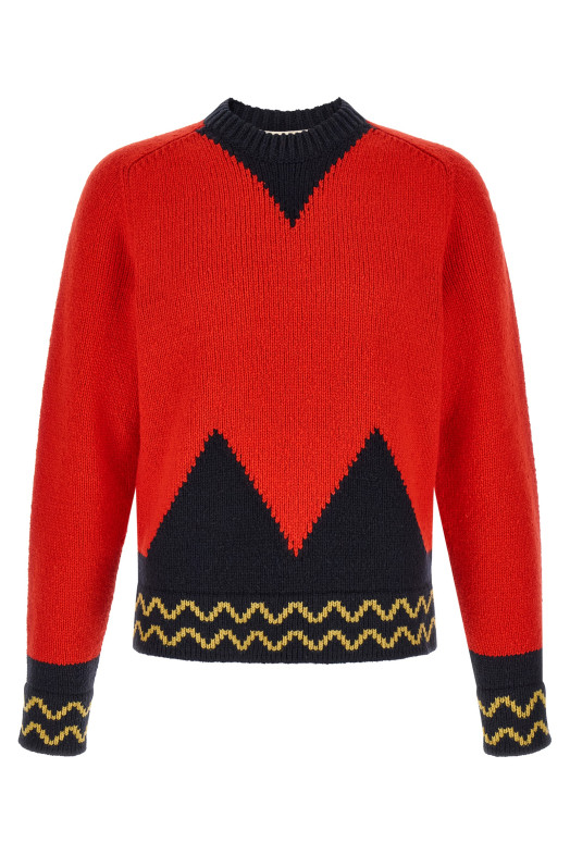Geometric intarsia sweater Red