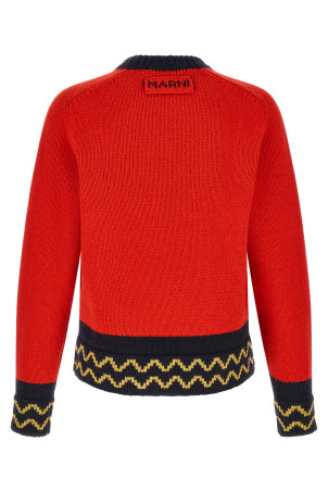 Geometric intarsia sweater Red