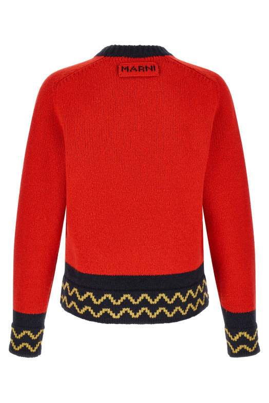 Geometric intarsia sweater Red