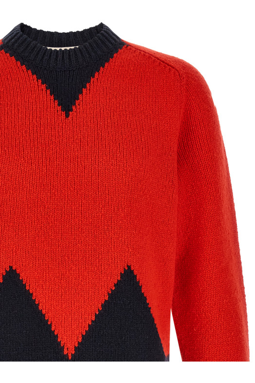 Geometric intarsia sweater Red
