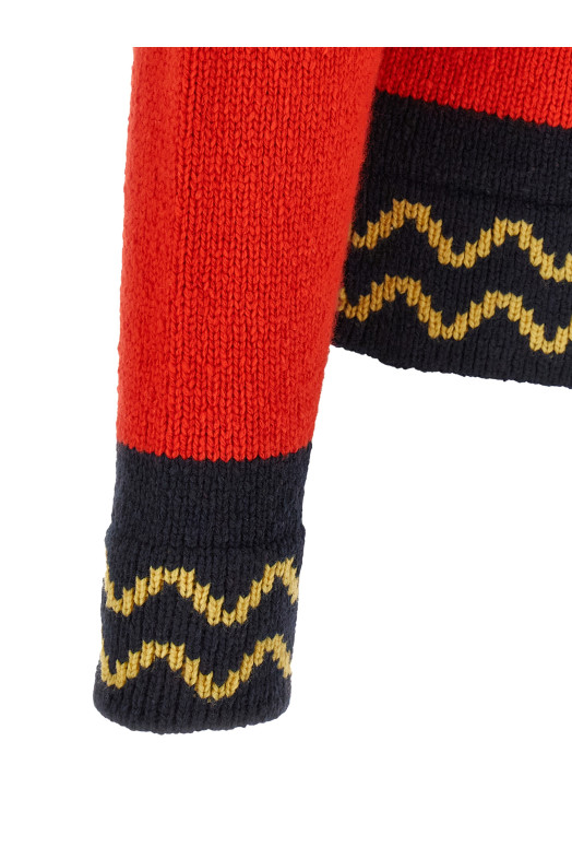 Geometric intarsia sweater Red