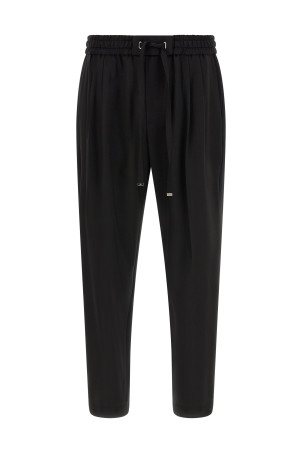Wool gabardine joggers Black