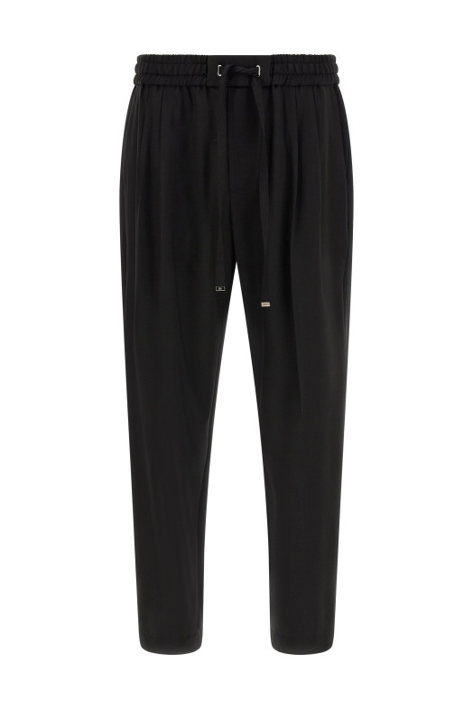 Wool gabardine joggers Black
