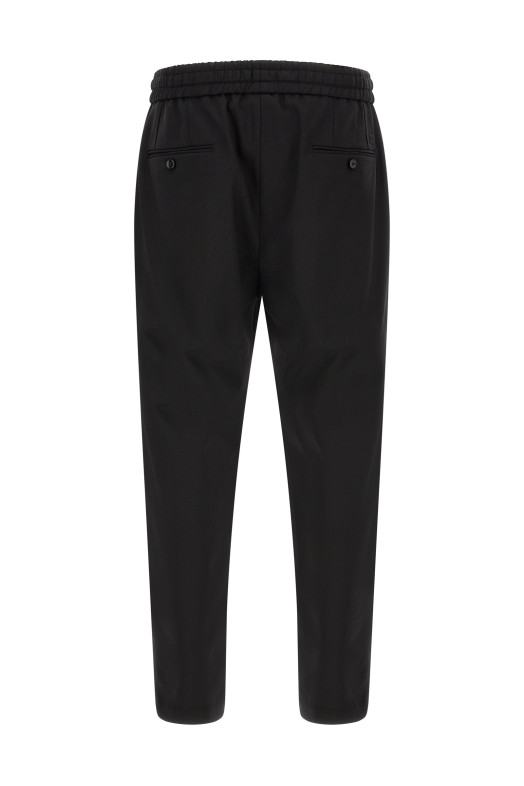 Wool gabardine joggers Black