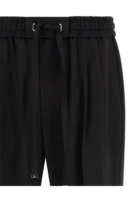 Wool gabardine joggers Black