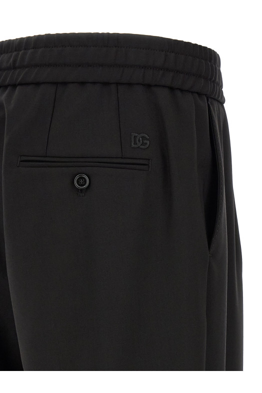 Wool gabardine joggers Black