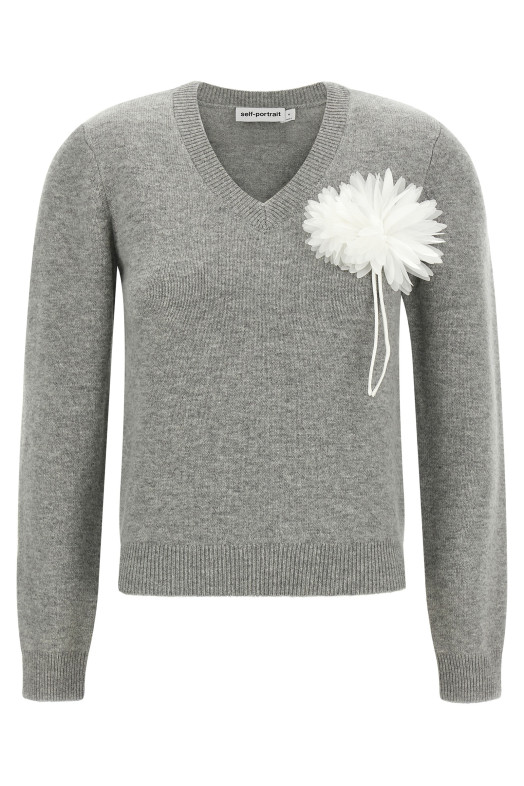 Fiore pin sweater Gray