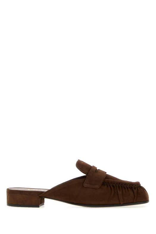 Коричневі замшеві тапочки PRADA (1D174OF020008)