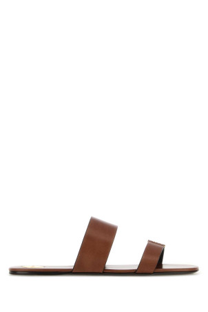 Brown leather Babylone slippers SAINT LAURENT (860809DWE00)