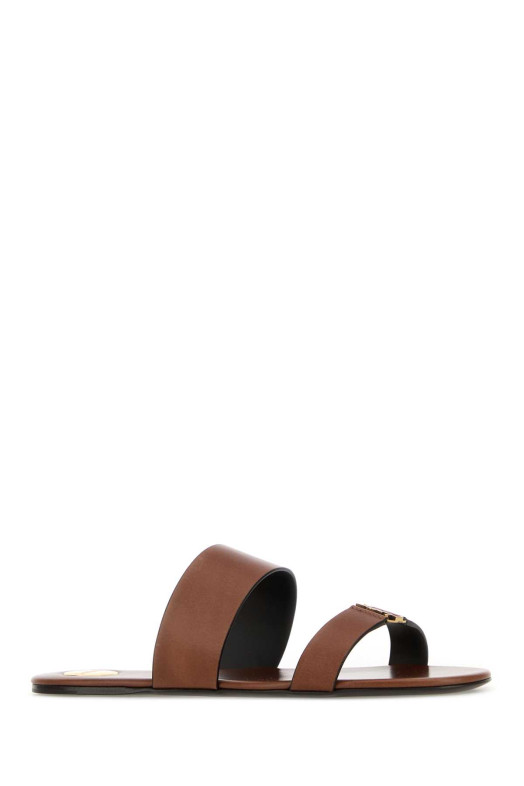 Brown leather Babylone slippers SAINT LAURENT (860809DWE00)