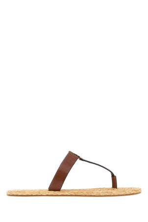 Brown leather Babylone thong slippers SAINT LAURENT (869729DWEDD)