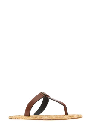 Brown leather Babylone thong slippers SAINT LAURENT (869729DWEDD)