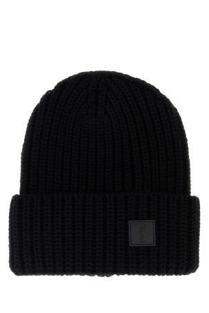 Black wool beanie hat Black SAINT LAURENT (A0045W3Y206)