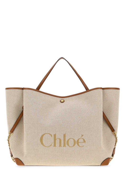 Beige canvas ChloÃ© Clover shopping bag CHLOE (CH26AS654S63)