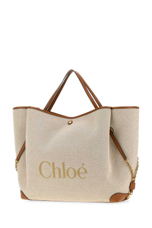 Beige canvas ChloÃ© Clover shopping bag CHLOE (CH26AS654S63)
