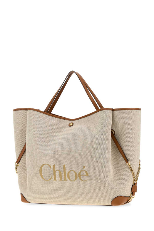 Beige canvas ChloÃ© Clover shopping bag CHLOE (CH26AS654S63)