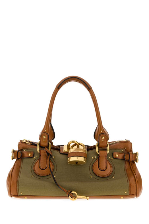 Two-tone canvas and leather Paddington shoulder bag CHLOE (CH26WS802T76)