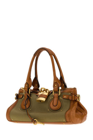 Two-tone canvas and leather Paddington shoulder bag CHLOE (CH26WS802T76)