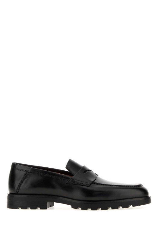 Black leather Rock loafers SANTONI (MGDC18610NEOBNTG)