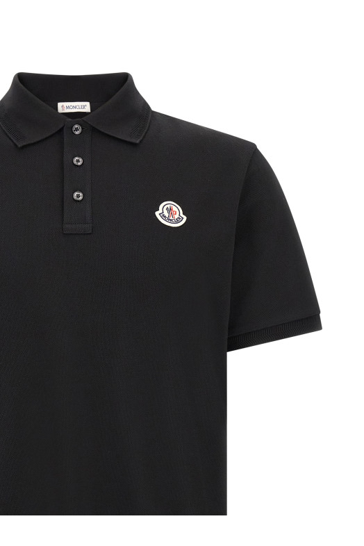 Logo patch polo shirt Black