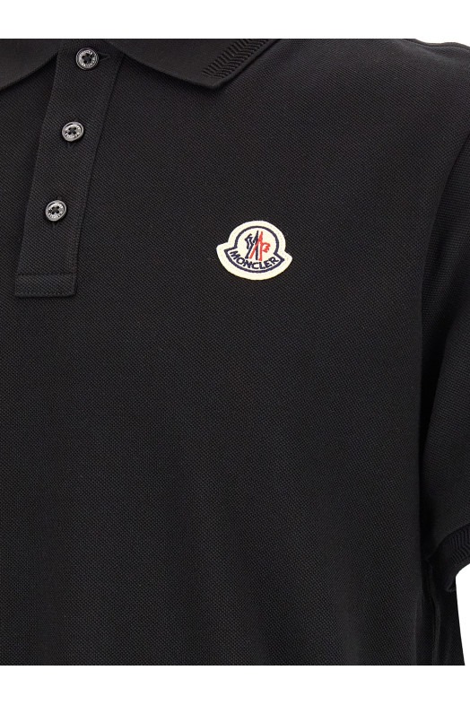 Logo patch polo shirt Black