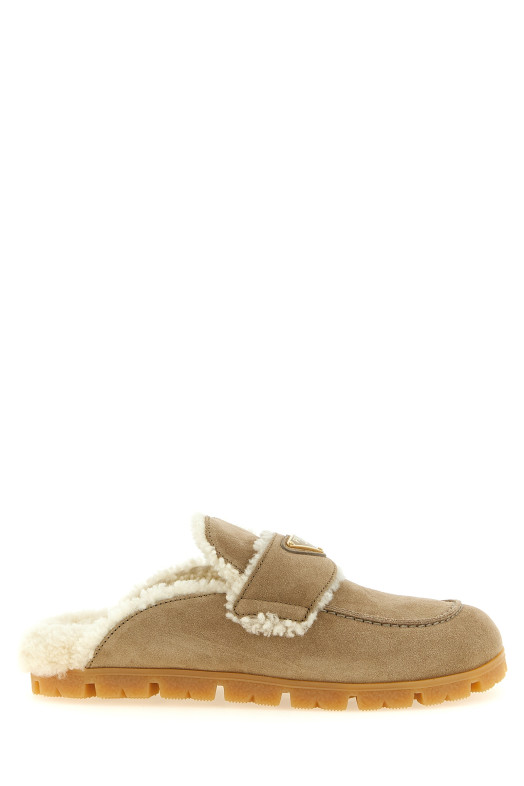 Suede sabots Beige