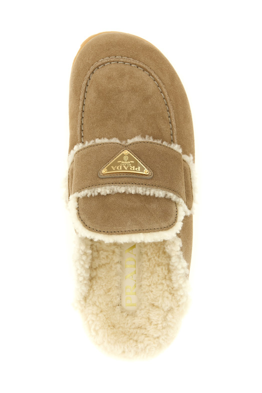 Suede sabots Beige