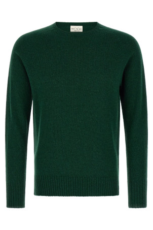 Crew-Neck Sweater with Slits Green