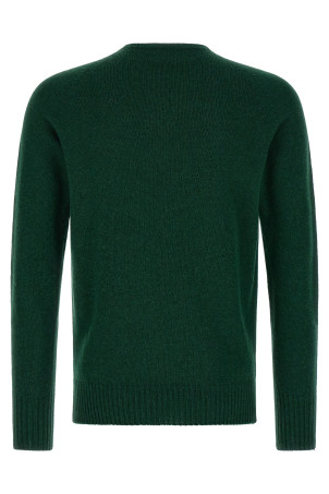 Crew-Neck Sweater with Slits Green