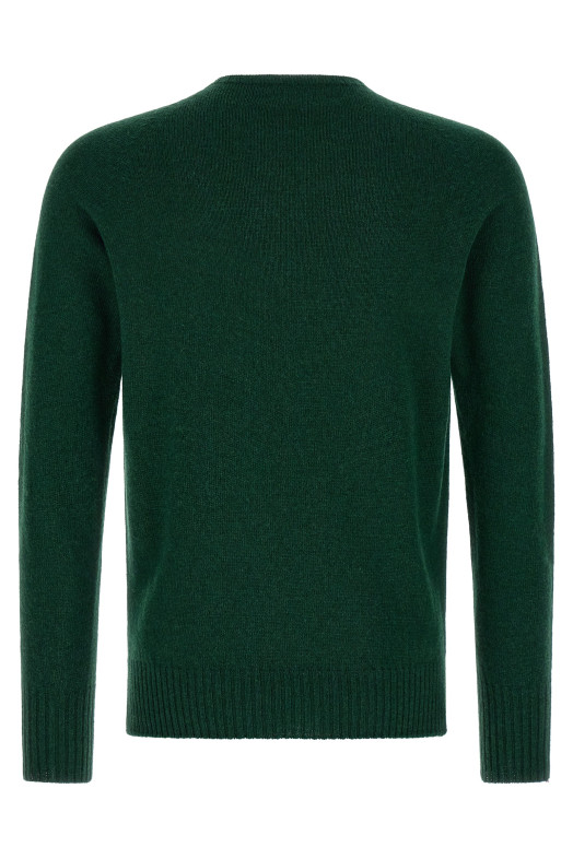 Crew-Neck Sweater with Slits Green