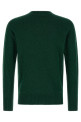 Crew-Neck Sweater with Slits Green