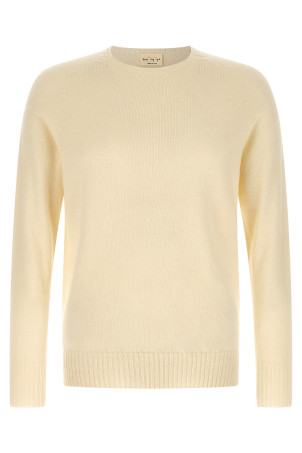Crew-Neck Sweater with Slits White
