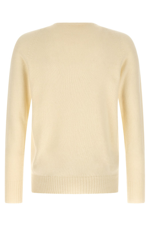 Crew-Neck Sweater with Slits White