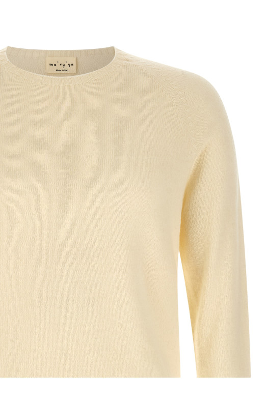 Crew-Neck Sweater with Slits White