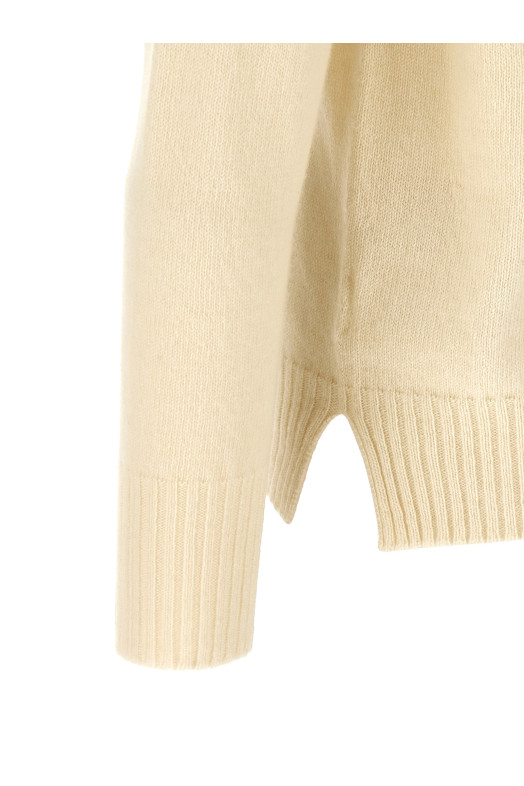 Crew-Neck Sweater with Slits White