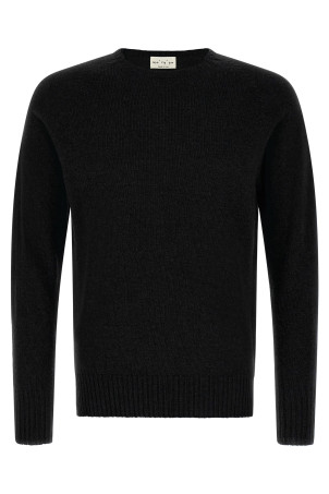 Crew-Neck Sweater with Slits Black