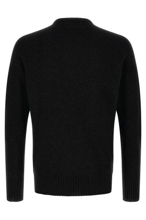 Crew-Neck Sweater with Slits Black