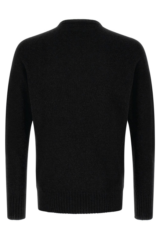 Crew-Neck Sweater with Slits Black