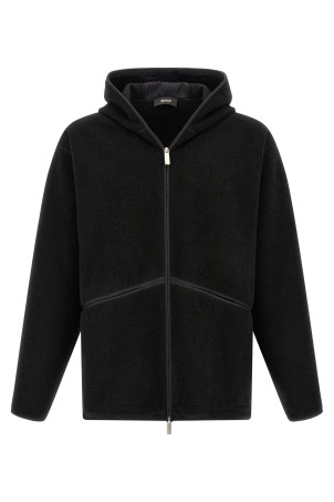 Soft hooded jacket Black