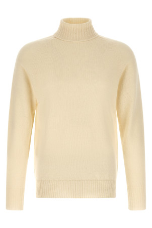 High neck sweater with slits White