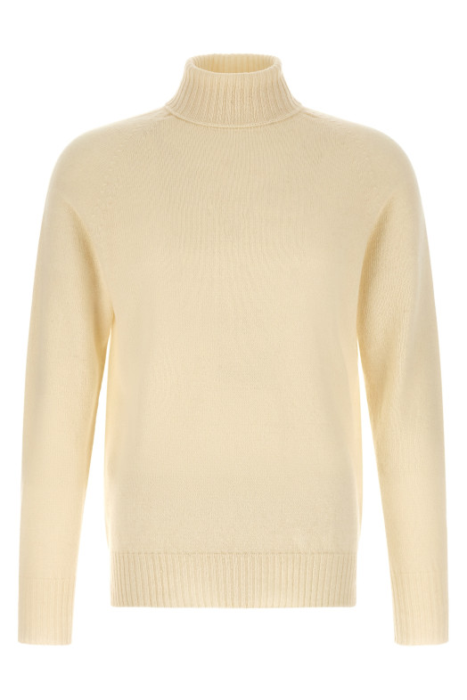 High neck sweater with slits White